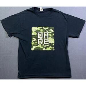 Dare To Resist Drugs And Violence T Shirt D.A.R.E. Black Green Camo Size L EUC